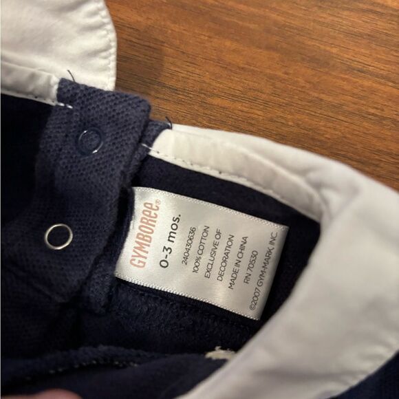 Gymboree navy embroidered flowers short sleeve romper - Picture 4 of 4